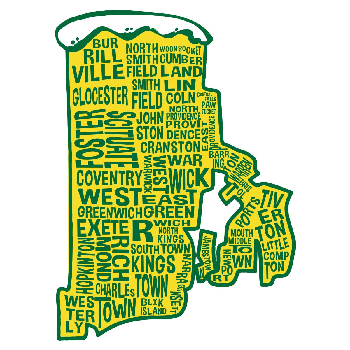 RI Del's Sticker with Cities