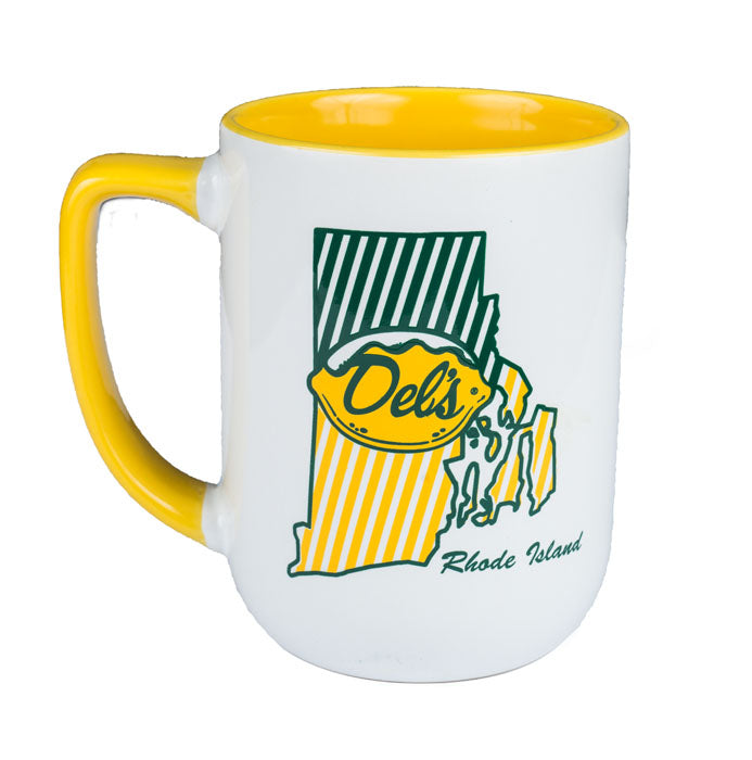 Del's Lemonade yellow coffee mug Rhode Island