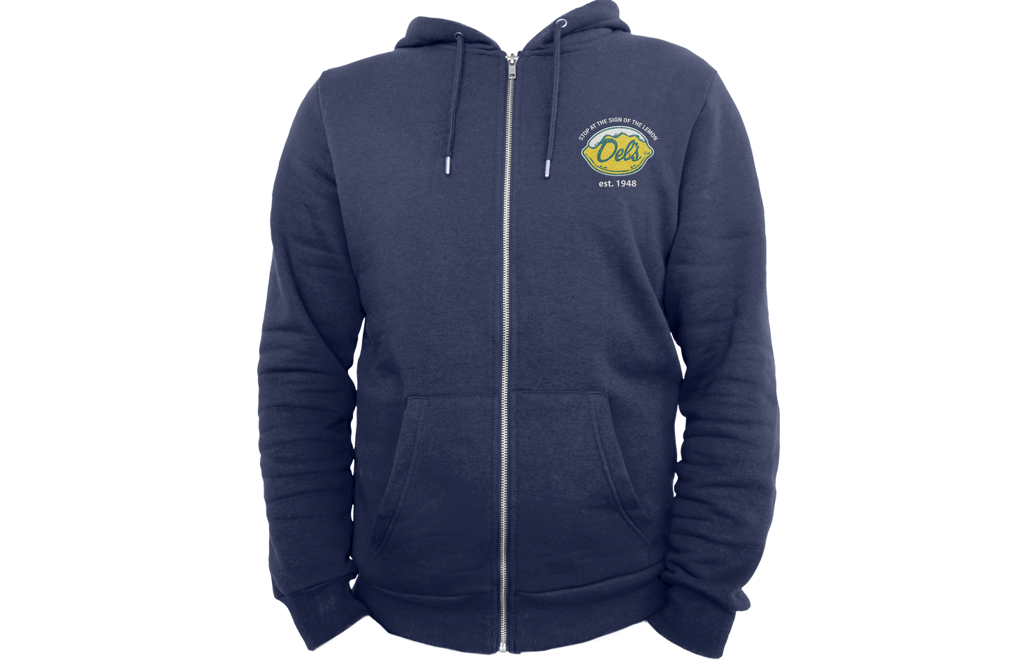 hoodie zip up with logo embroidery navy