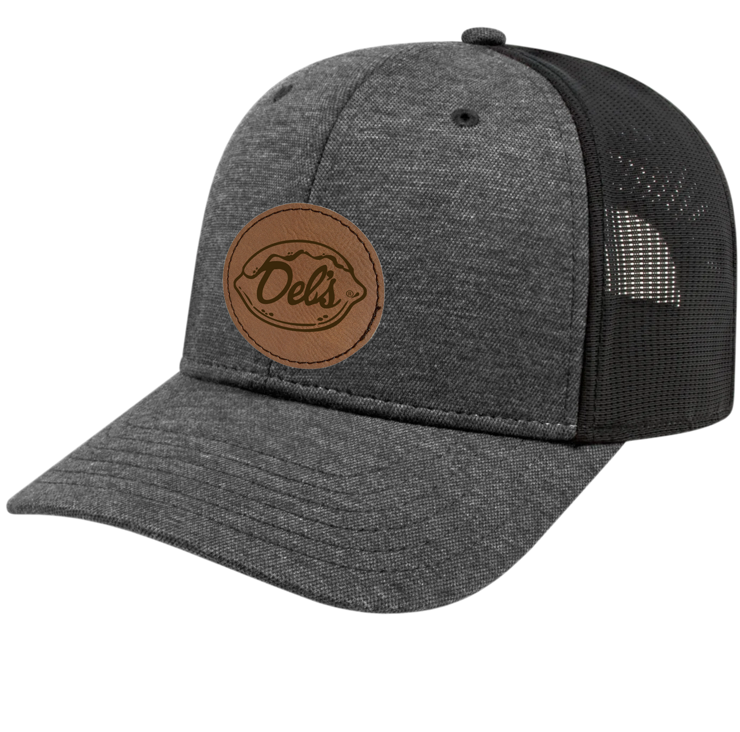 leather patch gray trucker